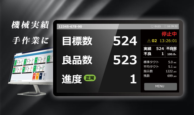 生産ラインの進捗を可視化する生産進捗管理システムの画面イメージ