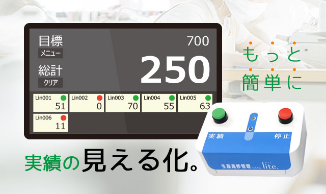 1日の出来高を見える化する生産進捗管理システムLiteの製品画面
